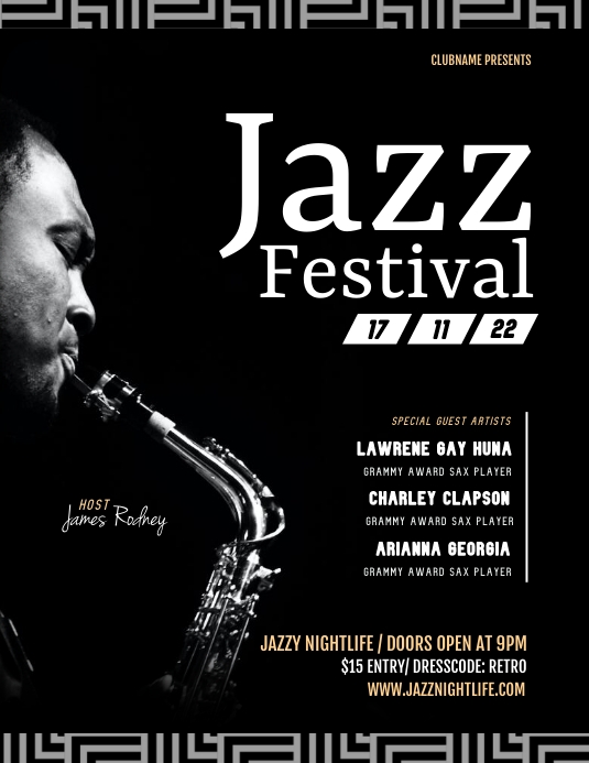 JAZZ FESTIVAL FLYER Volante (Carta US) template