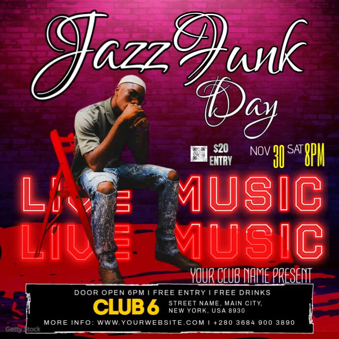 Jazz Funk Day Instagram Post template