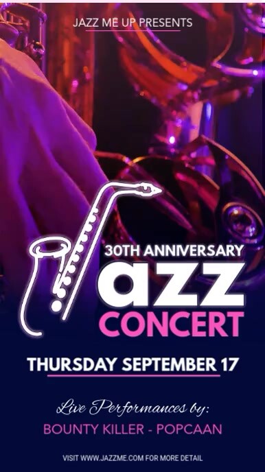 Jazz Music Festival Concert Video Display Template | PosterMyWall