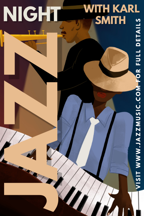 Jazz Night Cafe Bar Pub Template Affiche