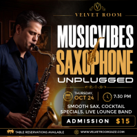 Black MusicVibes Saxophone Unplugged Instagram 帖子 Template