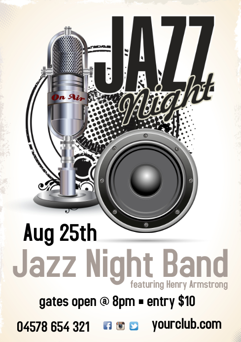 Jazz Night Poster A3 template
