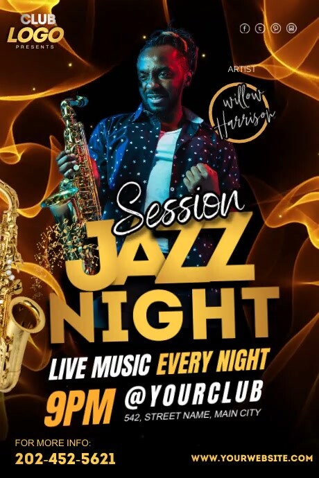 Jazz Night Session Poster Template | PosterMyWall