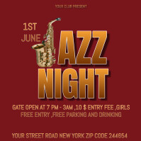 Red Jazz Night Event Vierkant Template