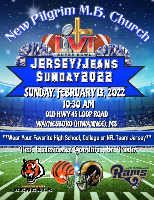 Jersey/Jeans Sunday Service Template PosterMyWall
