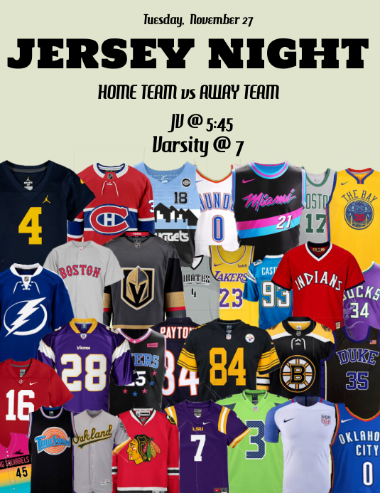 Jersey Night Game Day ใบปลิว (US Letter) template