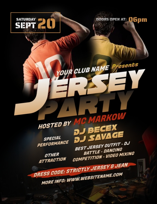 Jersey Party Flyer Рекламная листовка (US Letter) template