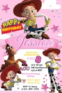 Jessie | Toy Story jessie Invitation | cowgirl Celebration Happy Brithday Party Gril  Poster Cartaz template