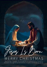 Jesus Is Born Lettering Jesus Christ is born Template | PosterMyWall