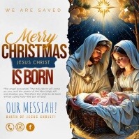 Jesus Is Born Lettering Jesus Christ is born Template | PosterMyWall