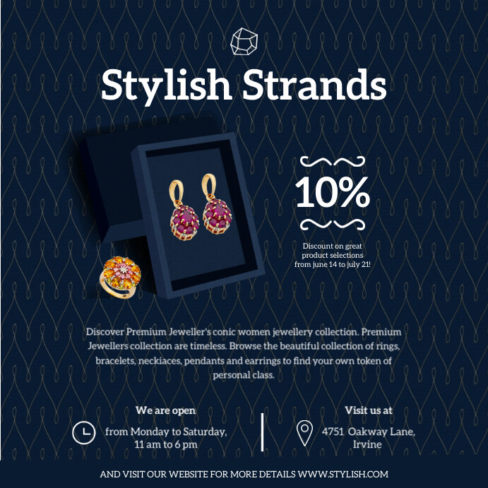 Jewelry Ear Rings Instagram Ad Template | PosterMyWall