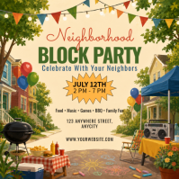 Jingga Ceria Neighborhood Block Party Pos Instagram Wpis na Instagrama template