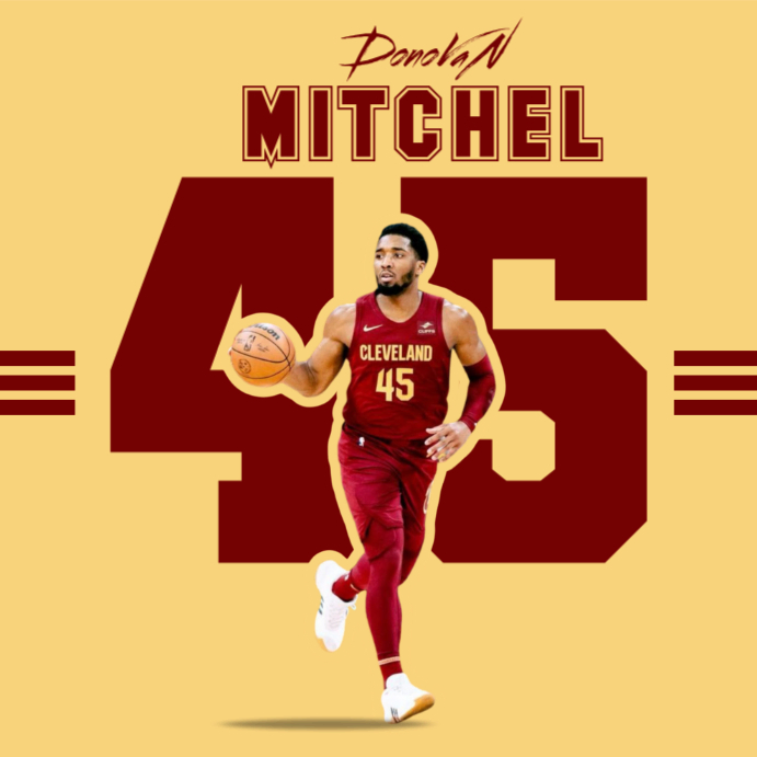 Jingga Geometris Donovan Mitchell Basketball Player Poster Pos ...