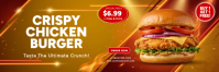 สีส้ม Crispy Chicken Burger Promotion Intestazione di Twitter Template