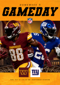 Оранжевый Football Game Day A4 Template