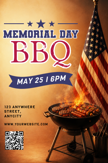 Orange Memorial Day Bbq Posters Template | PosterMyWall