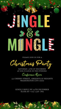 Nero Christmas Party Invitation เรื่องราวบน Instagram Template