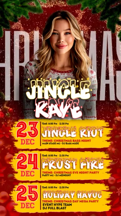 Jingle Rave Christmas Party Nights Template | PosterMyWall