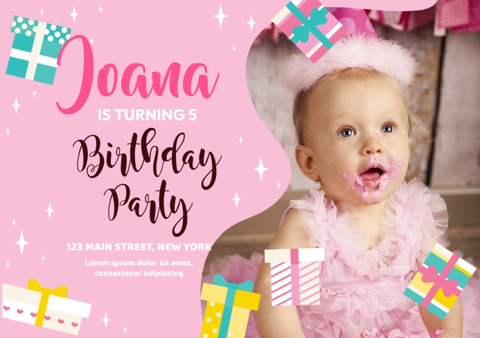 Joana's Birthday Invitation Ads A4 template