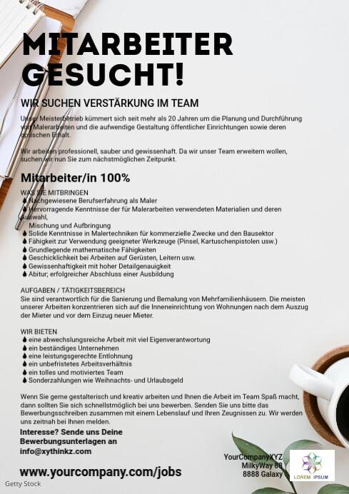 Job Announcement Din Hiring Advertisement Template Postermywall