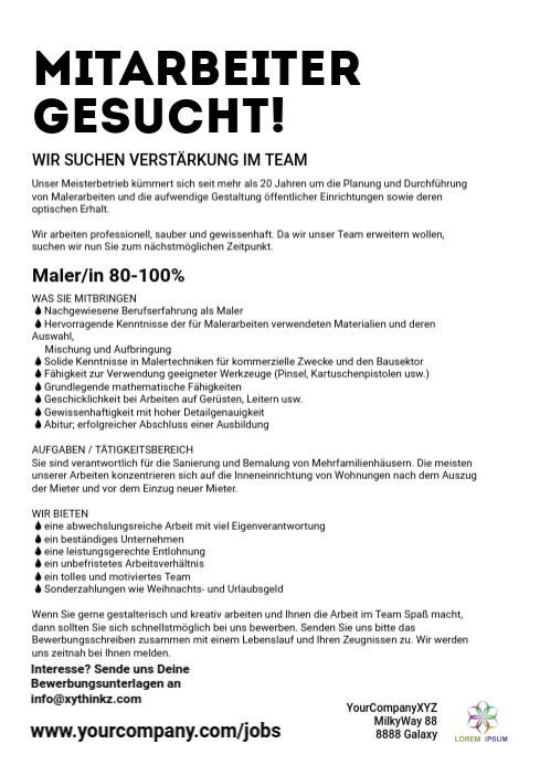Stellenanzeige Bei Der Einstellung Von Vorlage Postermywall Stellenanzeige Bei Der Einstellung Von Vorlage Postermywall