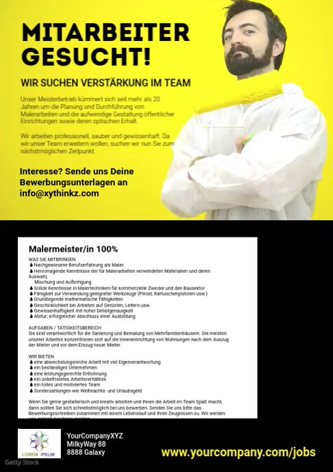 Job Ankundigung Din Video Header Einstellung Anzeige Vorlage Postermywall