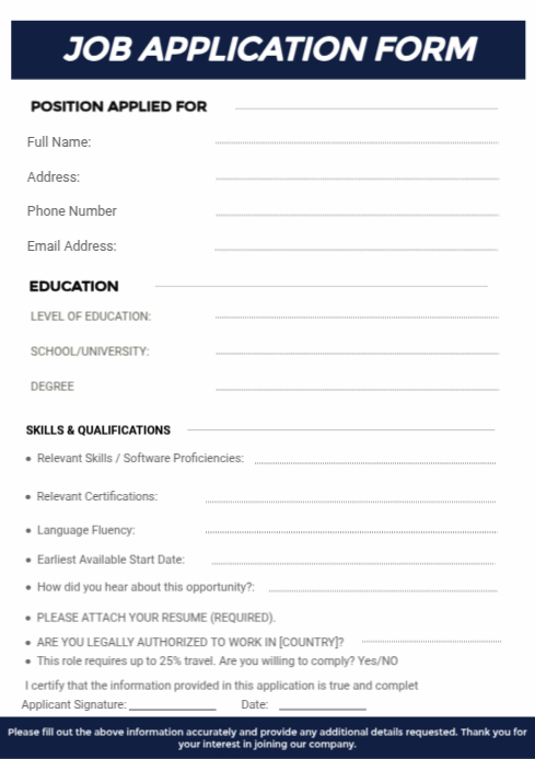job application form Template | PosterMyWall