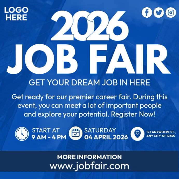 Blue Job Fair Instagram Ad Template | PosterMyWall