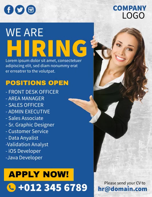 Brand Job Advertisement Example Job Hiring Ads Template | PosterMyWall