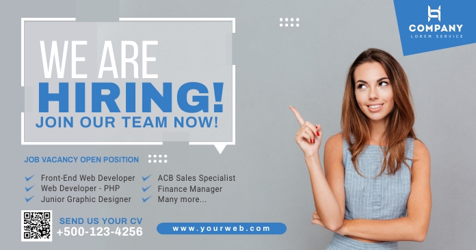 Job Hiring Facebook Shared Post Design Template | PosterMyWall