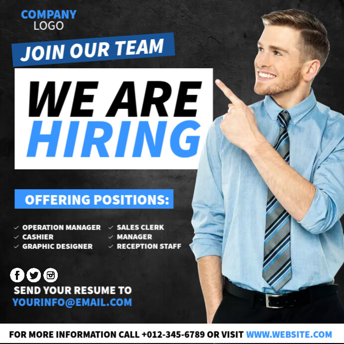Job Hiring Position Ads Template | PosterMyWall