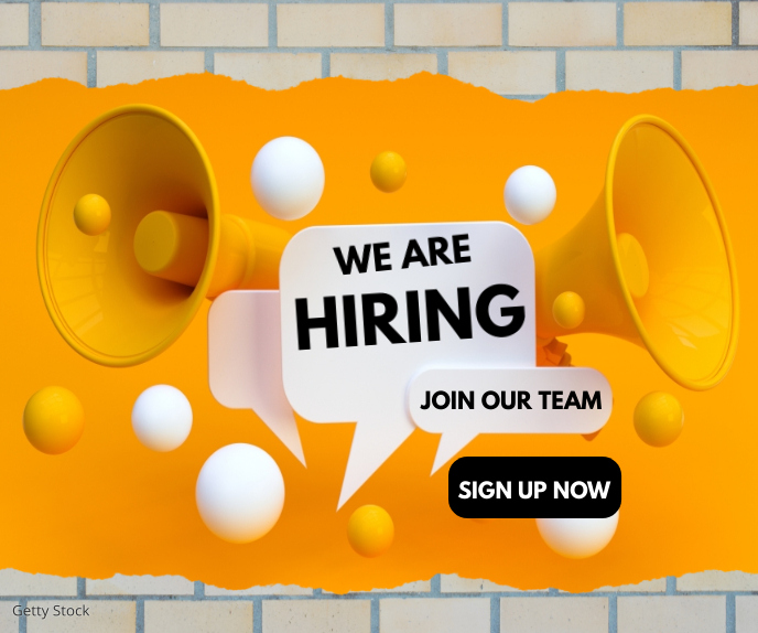 Job opportunity, online ad, announcement Duży prostokąt template