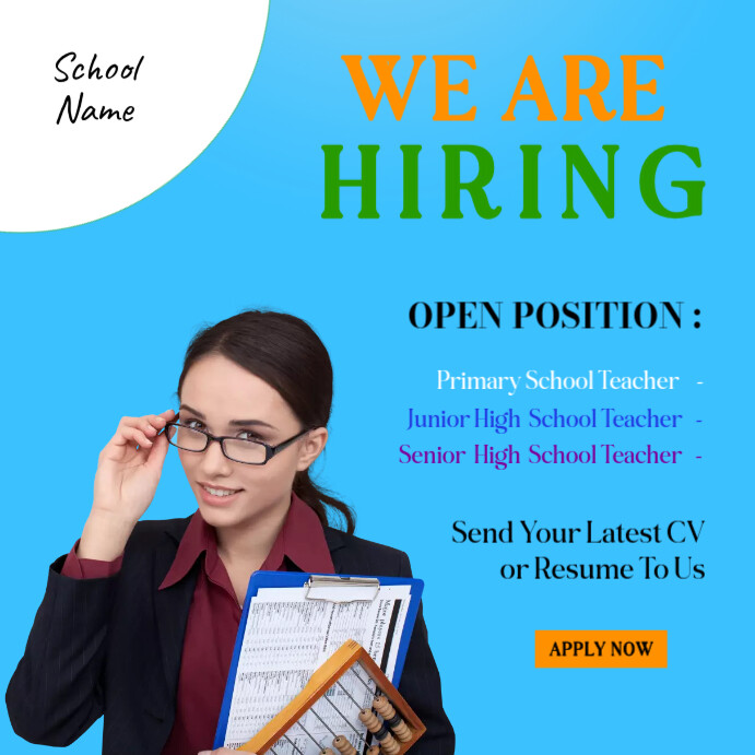 Job Vacancies For Teachers in High School Template | PosterMyWall