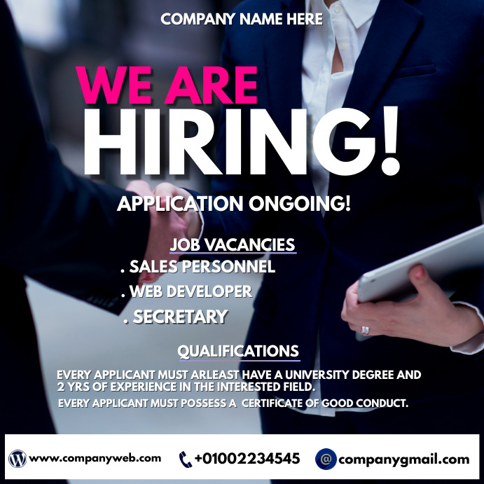 Job vacancy advert poster Template PosterMyWall