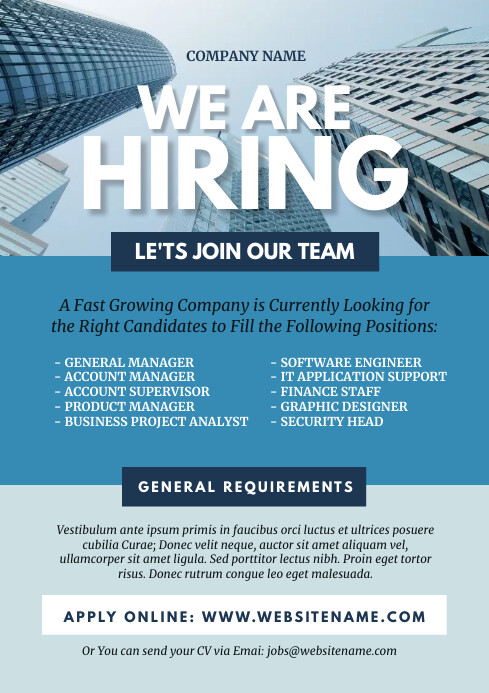 Job Vacancy Flyer Template PosterMyWall Job Vacancy Flyer Template PosterMyWall