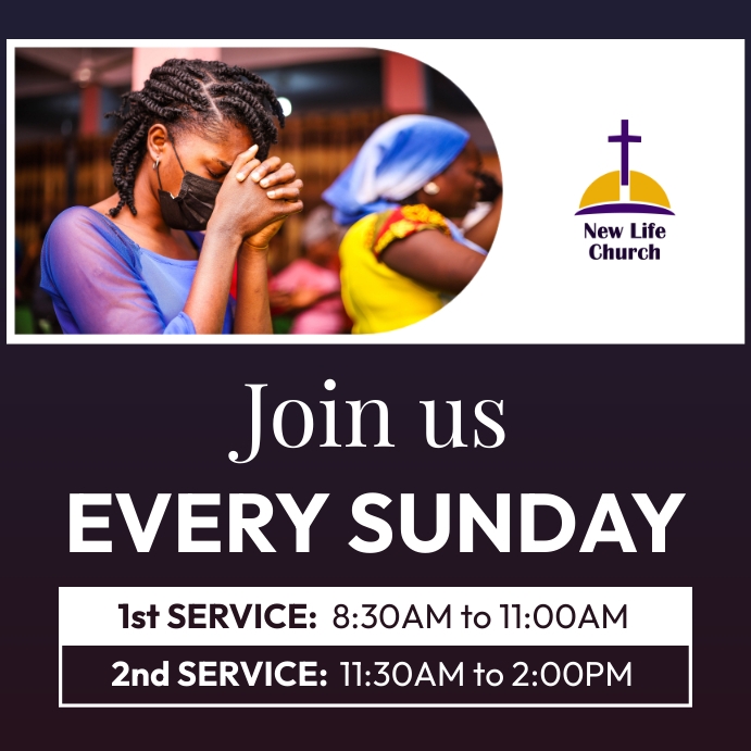 join us every Sunday service church template | PosterMyWall