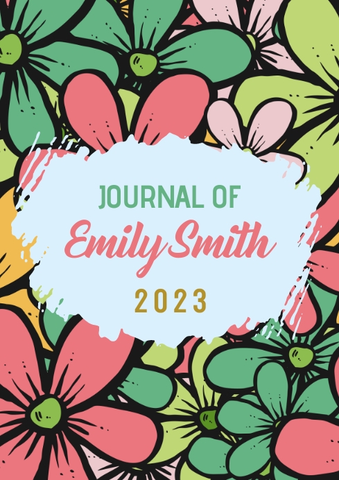 JOURNAL COVER flowers green and red PLANNER A4 template