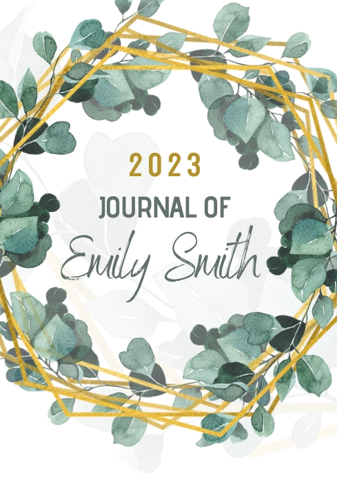 JOURNAL COVER GREEN LEAFS WITH GOLD Template | PosterMyWall
