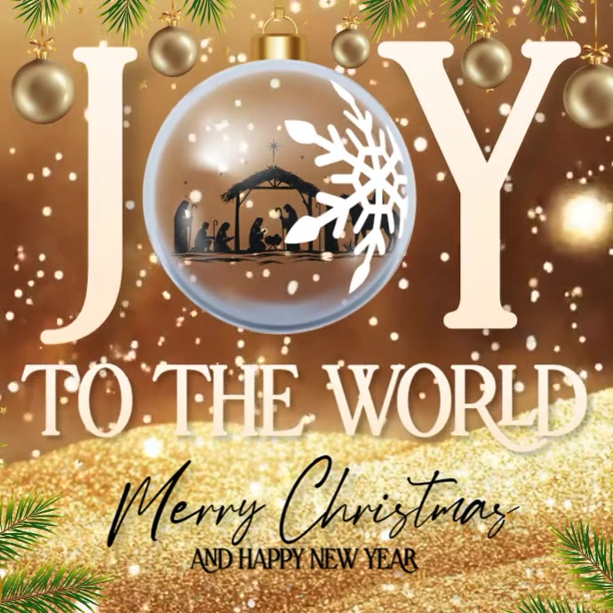 joy to the world christmas card template Square (1:1)