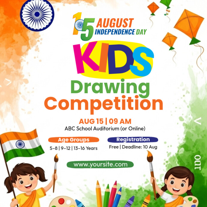 Joyful 15 August Art Contest Square (1:1) template