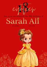 Joyful 18th Happy Birthday greeting card A3 template