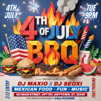 Joyful 4th of July BBQ Party Instagram Post Video template