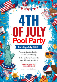 Joyful 4th Of July Pool Party A4 template