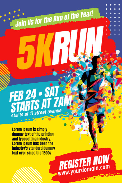 Joyful 5k Run Poster Flyer Template Poster | PosterMyWall