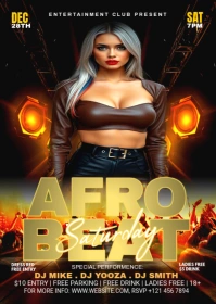 Joyful Afro Beatd Saturday Night Party A6 template