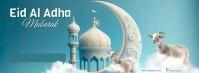 Joyful Aqua Vintage Eid Al-adha Greetings  Facebook Cover Photo template