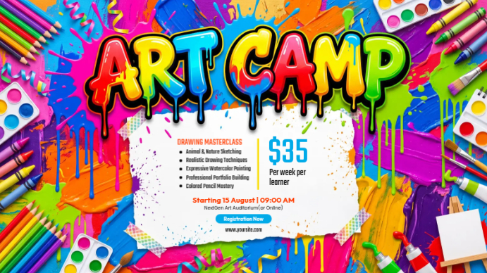 Joyful Art Camp Digital Display Template | PosterMyWall