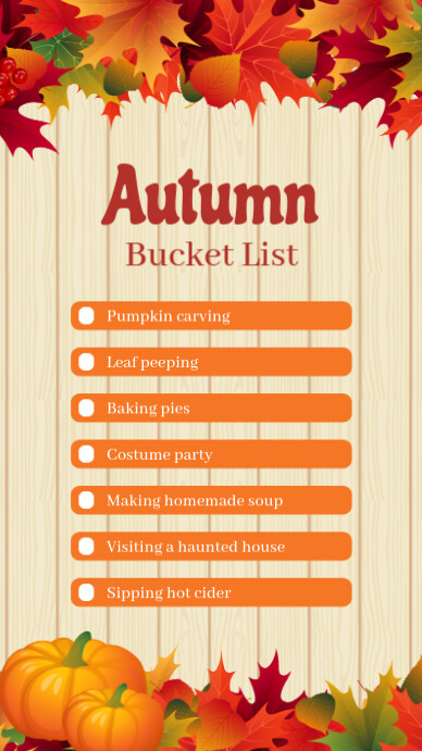 Joyful Autumn Bucket List Digital Display (9:16) template