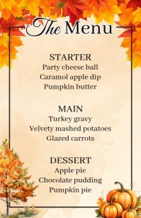 Joyful Autumn Food Menu Half Page Wide template