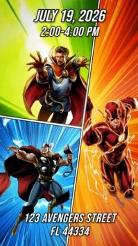 Joyful Avengers Birthday Invitation Digital D template